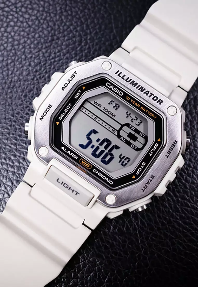 Men Digital Watch MWD-110H-8AV Beige Resin Strap