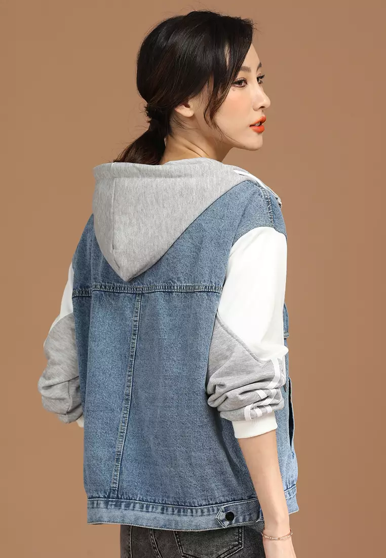 Hooded denim jacket hotsell girls