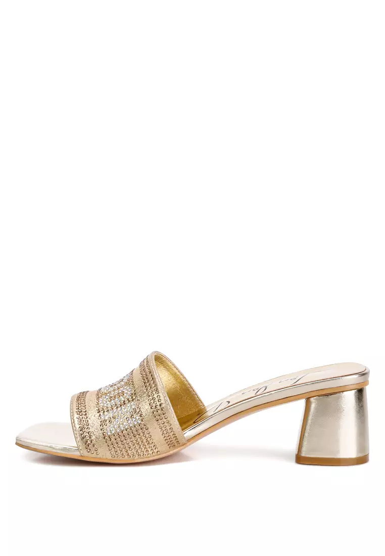 Gold Rhinestone Embellished London Sandals