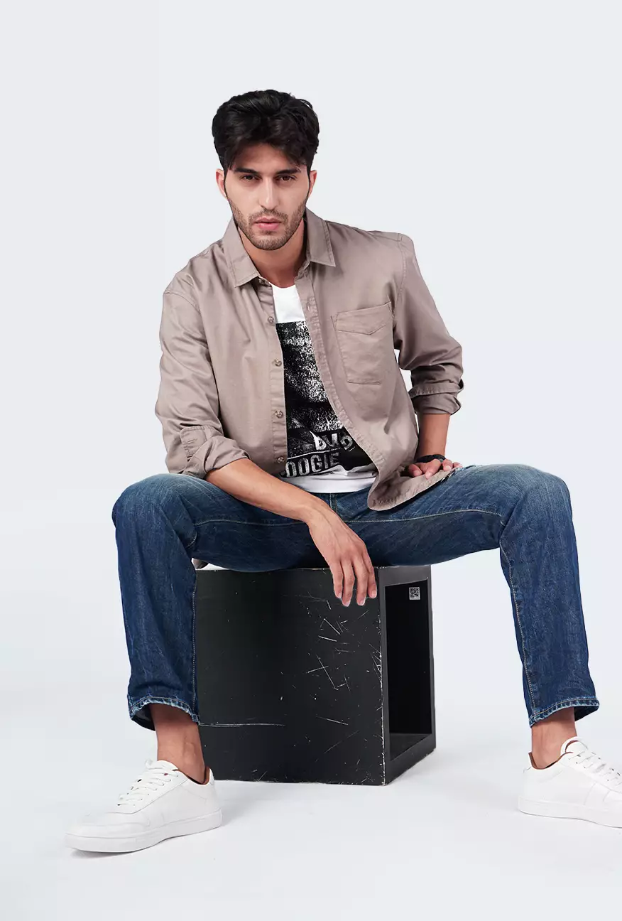 Kemeja Pria Sluber Khaki