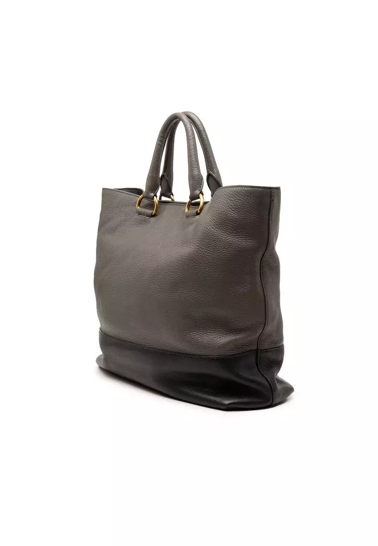 Pre-Loved Prada Bicolor Vitello Daino Open Convertible Tote