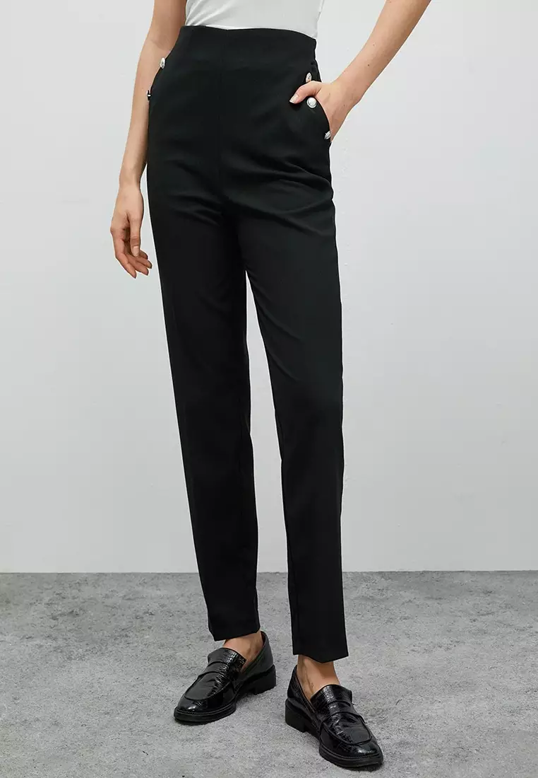 High Waist Button Pants