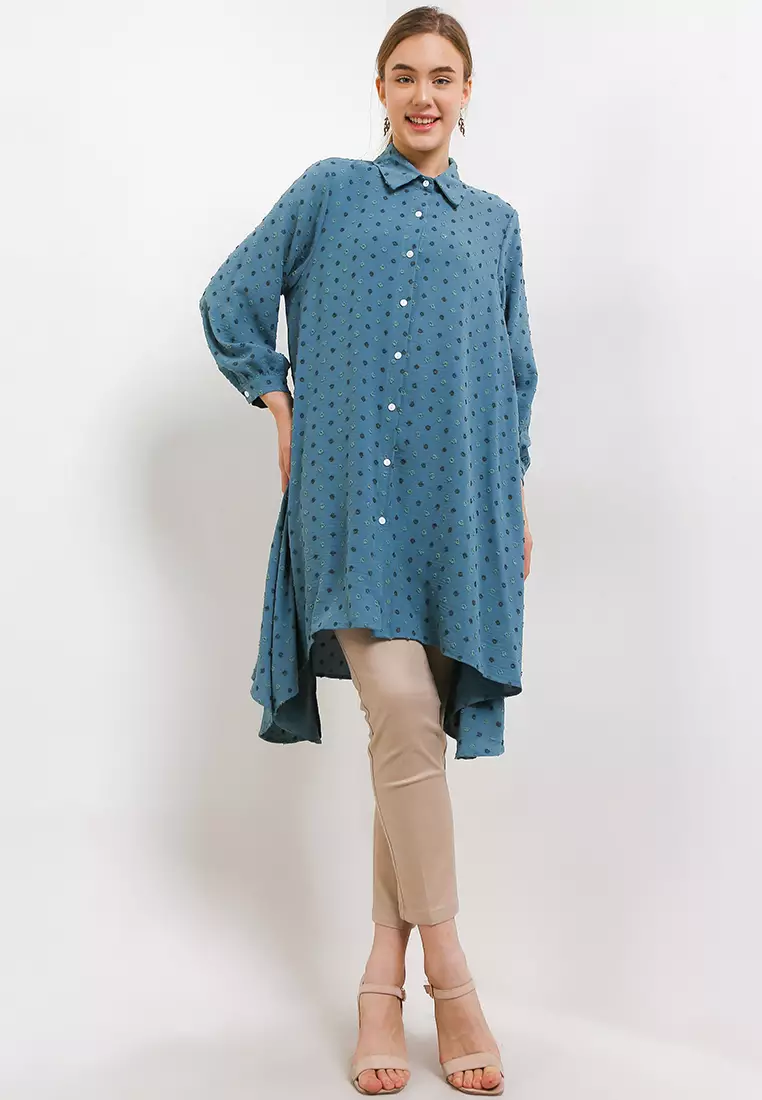 Dotted Hi Lo Shirt Dress