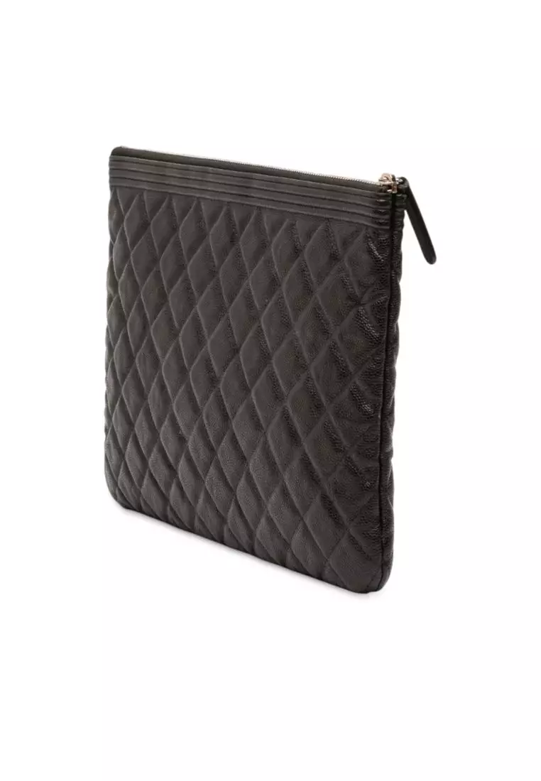 Pre-Loved Chanel Medium Quilted Caviar Boy O Case Clutch