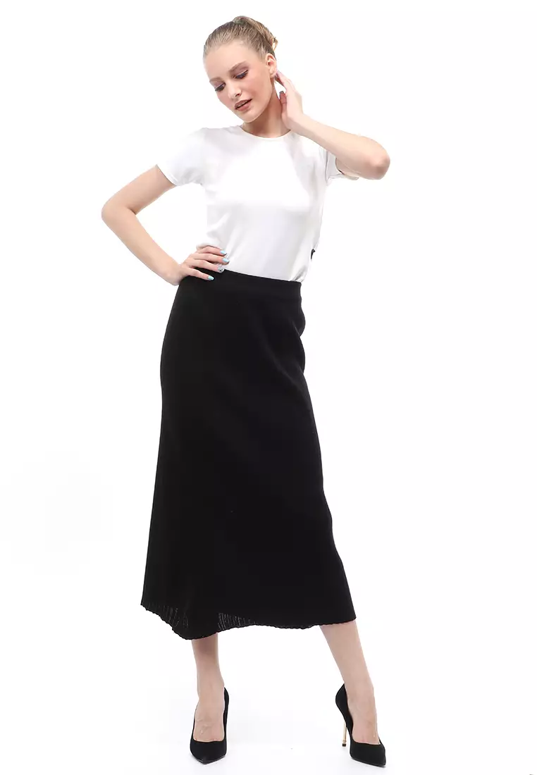 Skirt Plisket Bawahan Wanita Design Casual Rubbery Waist Premium Quality - Black