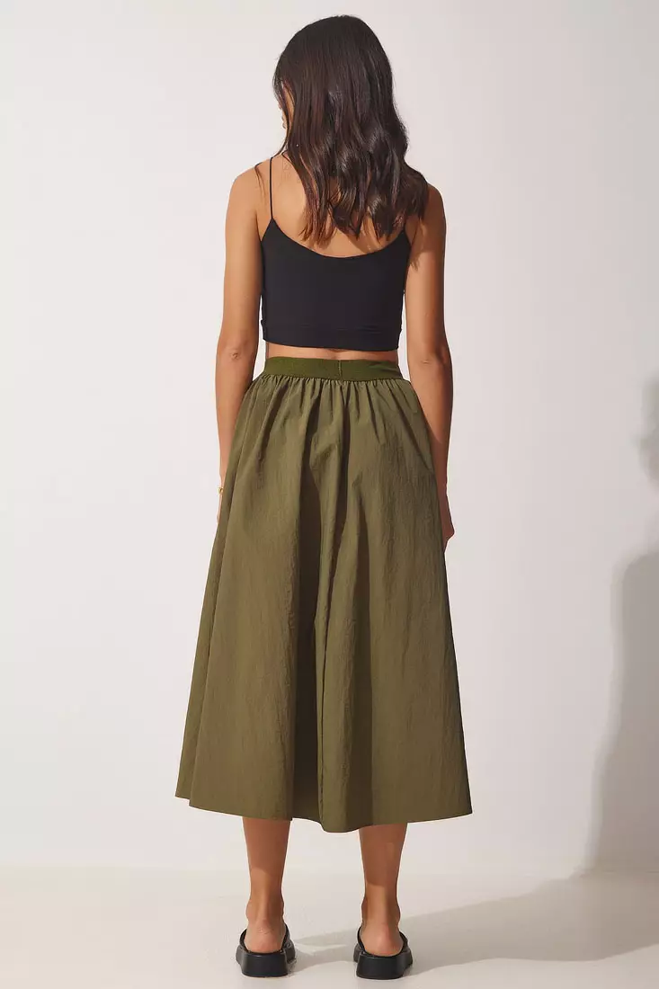 Slit Balloon Midi Skirts