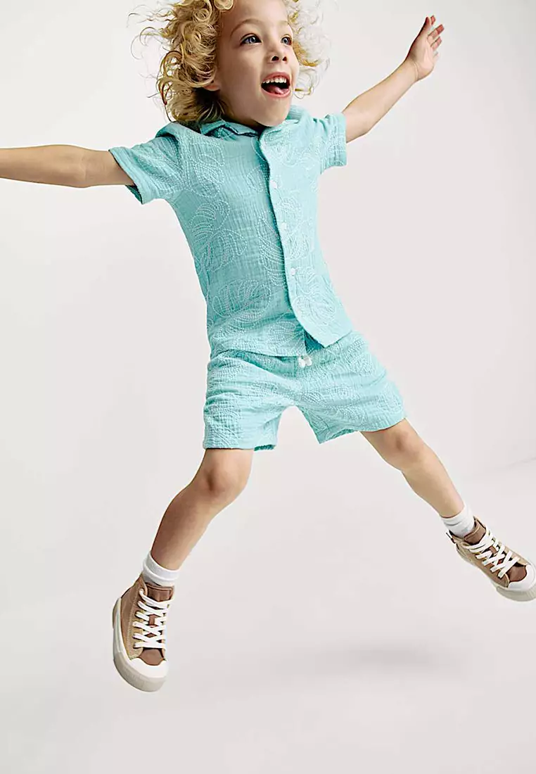 Pure Cotton Leaf Embroidered Shirt