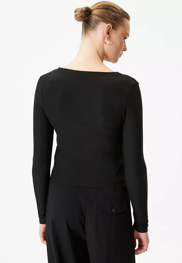 Long Sleeves Wrap Blouse