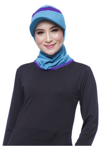 Attiqa Active green Short Runner- Tosca list Purple , Sport Hijab DE2CEAAC7DF410GS_1
