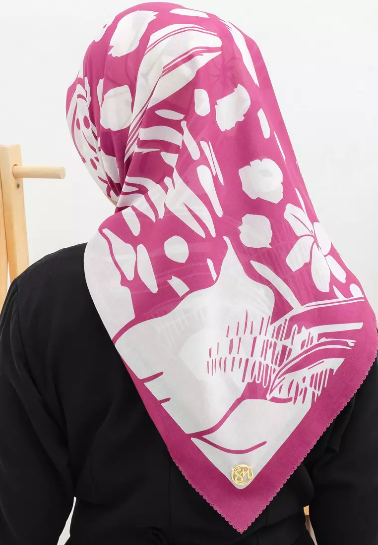 Malaya Signature Square Voile Scarf Hijab Segi Empat Magenta