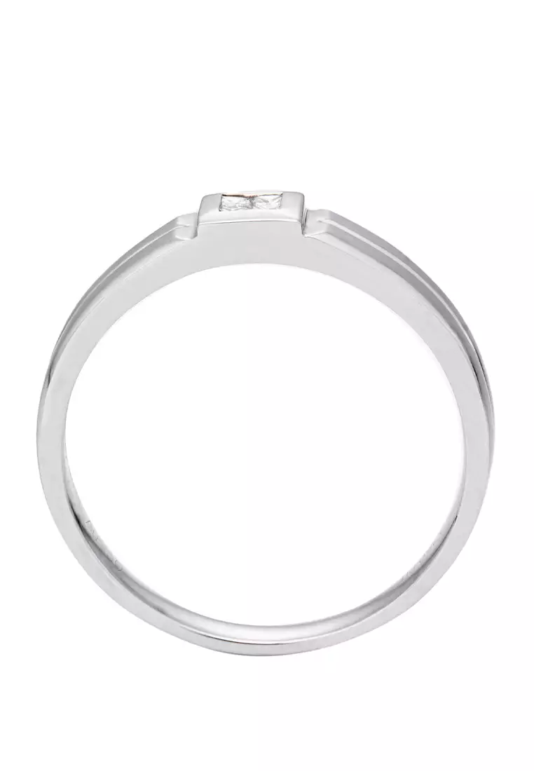 LITZ 18K 白金鑽石戒指 YF-YR7716