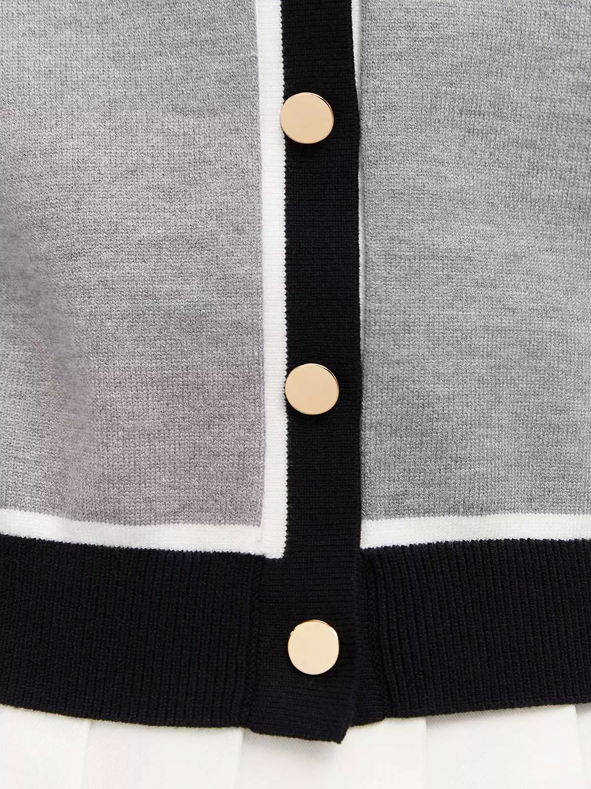 Contrast Trim Cardigan - Grey