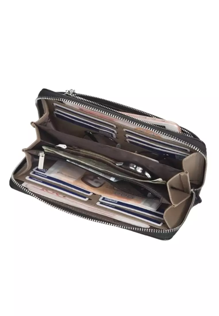 Long Wallet Dompet Pria Wanita Model Panjang Many Slot Material Kulit Leather ORIGINAL - Black