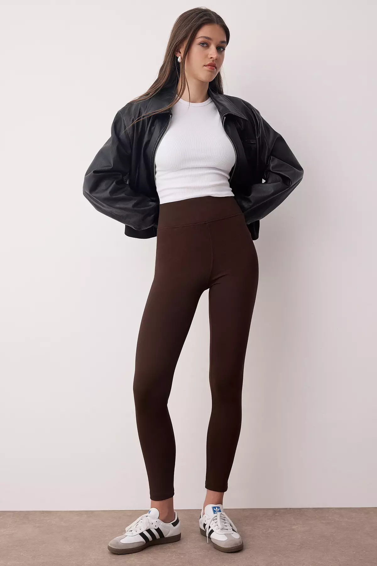 Black-Brown 2-Pack Interlock Body-Smoothing High Waist Knitted Leggings