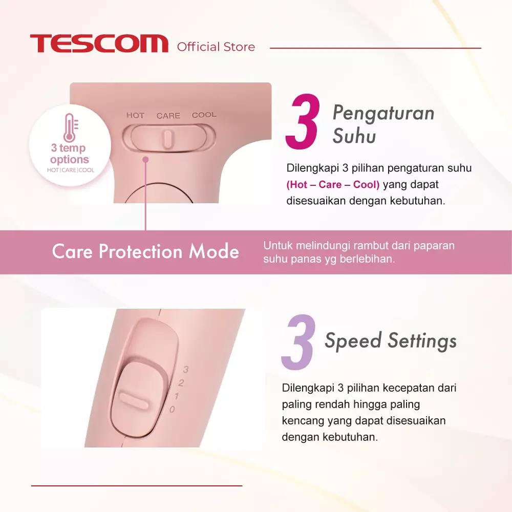Paket Tescom Ion Hair Dryer TD550ID - Pengeriting Rambut TM453ID