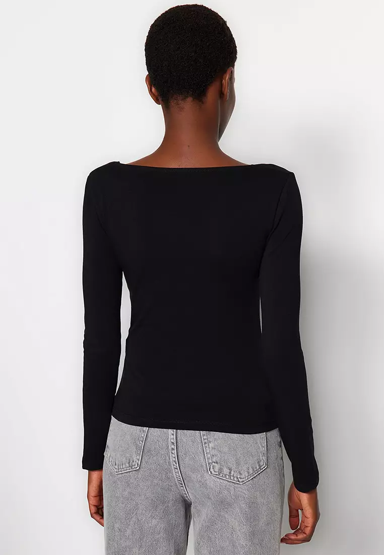 Square Neck Fitted Knit Top