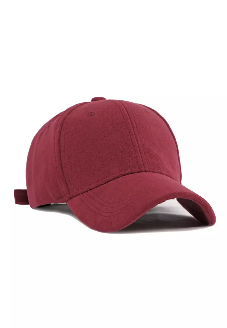 Red suede baseball cap on sale