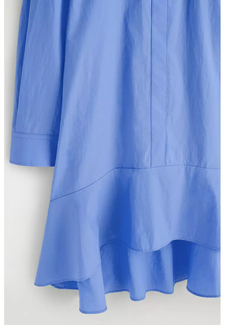FLARED COTTON MINI SHIRT DRESS