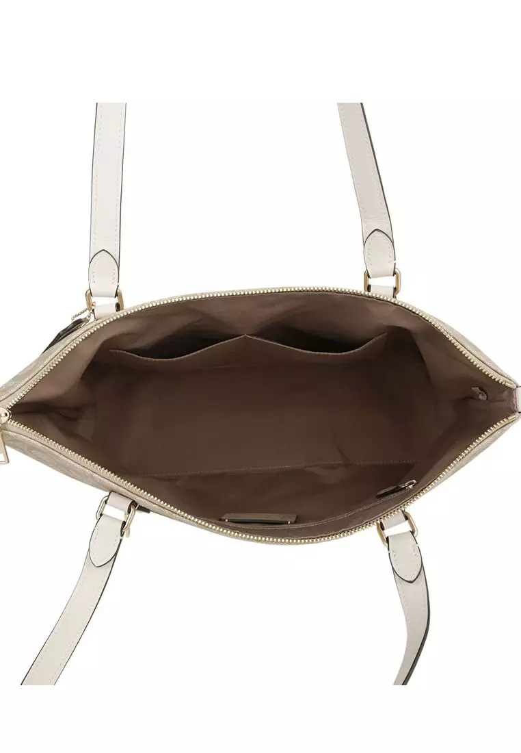 Gallery Tote Bag In Signature Canvas - Light Khaki/White