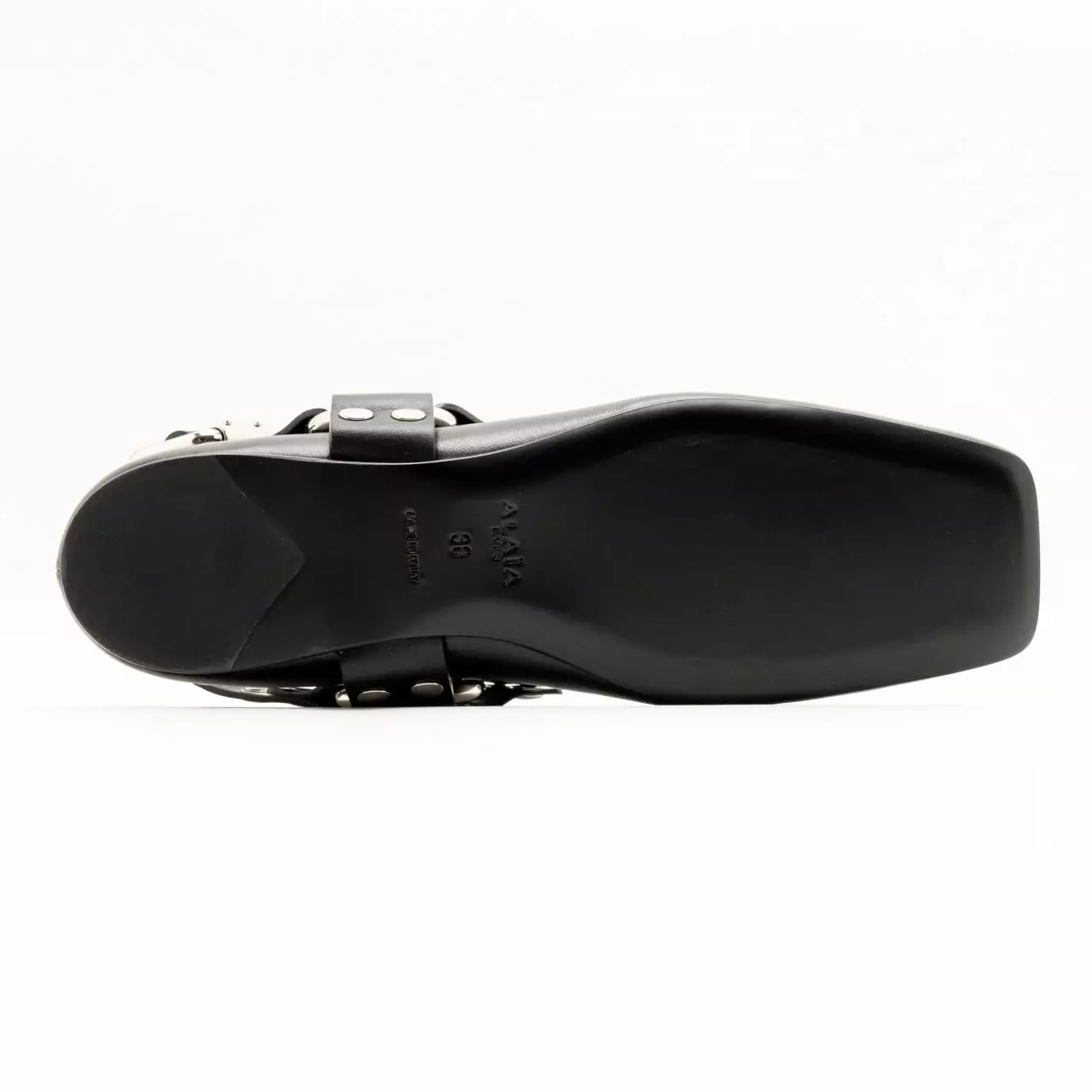 Biker Ballet Flat Calfskin Leather Black