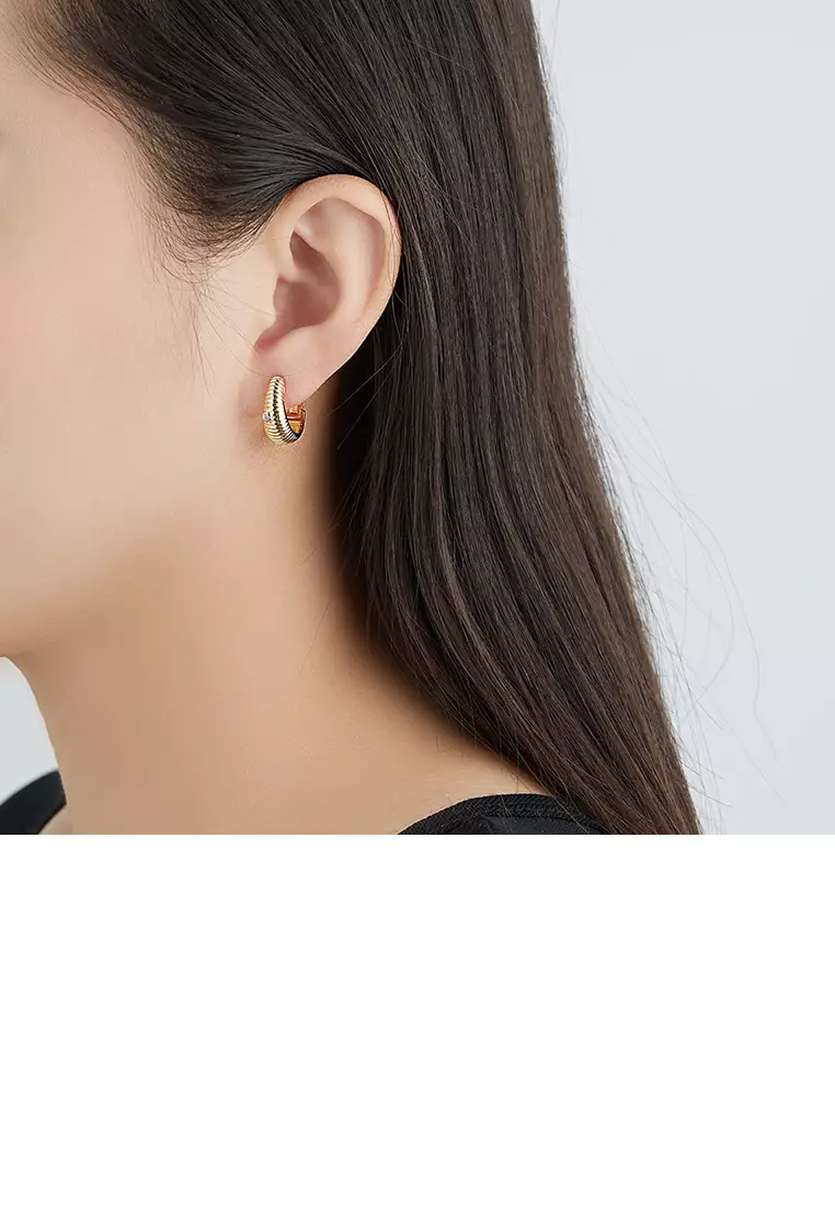 Buy Glamorousky Simple Personality Plated Gold Wave Pattern