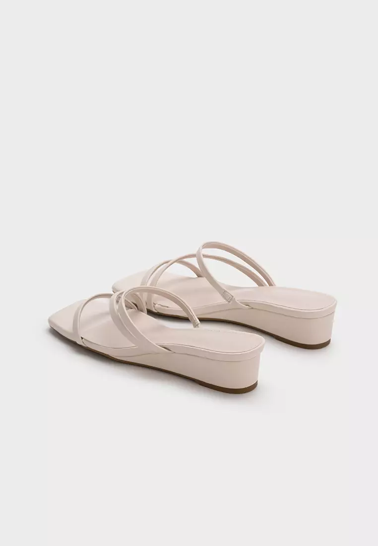 MULTI-STRAP SQUARE TOE WEDGE HEEL SLIDE