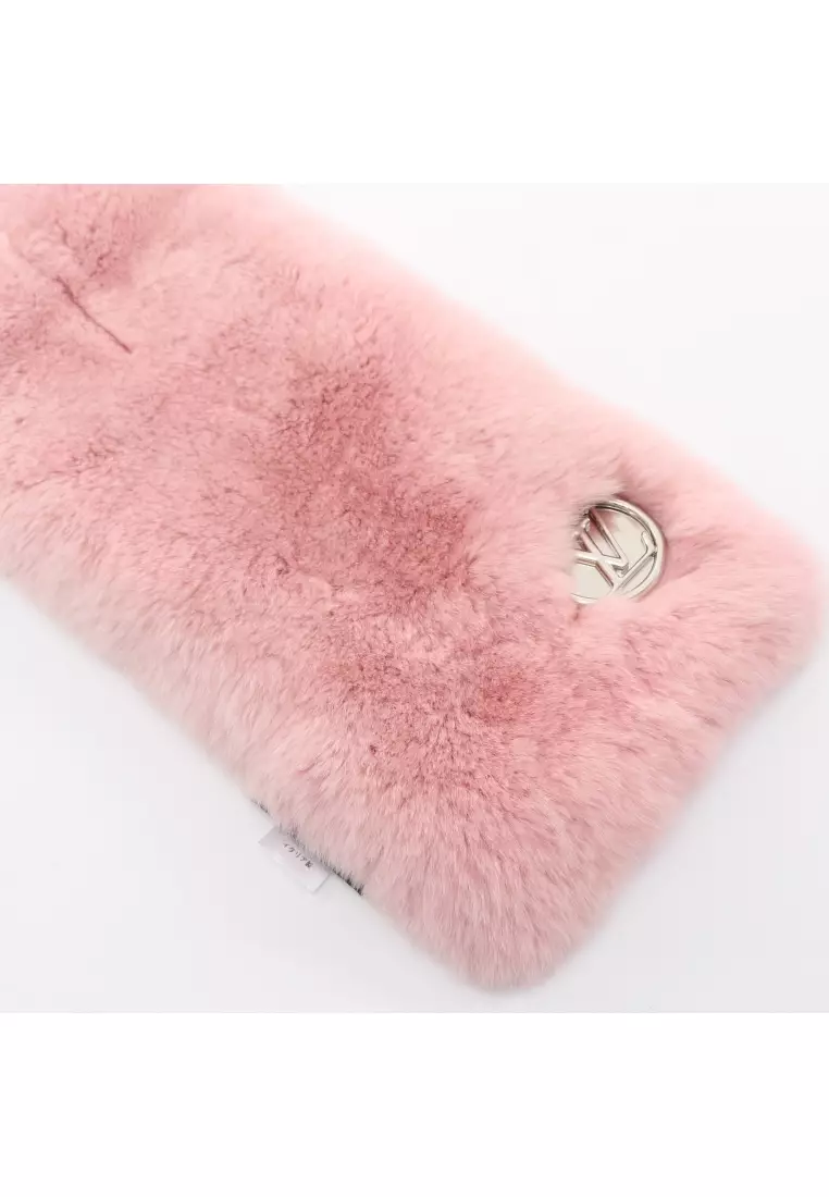 Pre-Loved Louis Vuitton Écharpe Winter Sunset Scarf rabbit fur pink off white