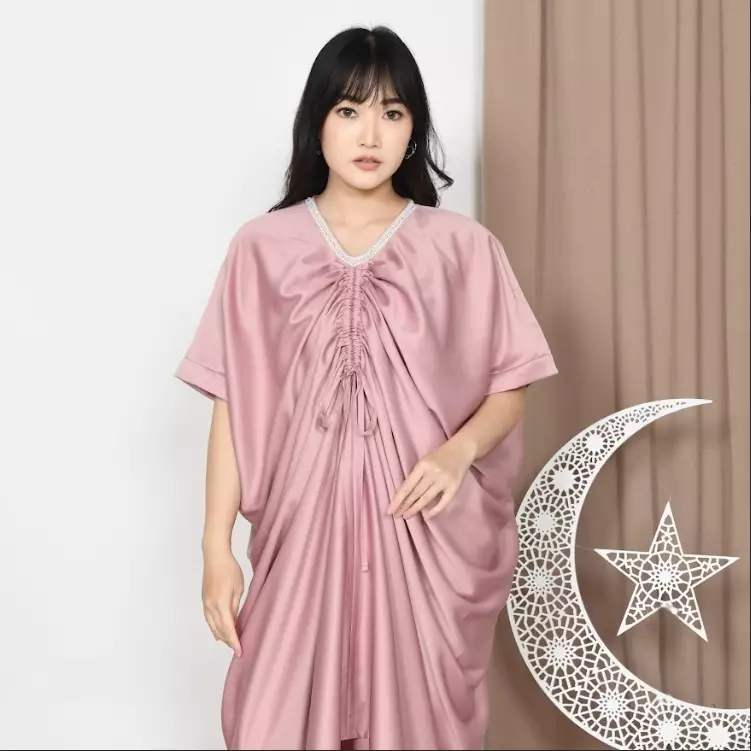 Aisha Draped Caftan in Pink