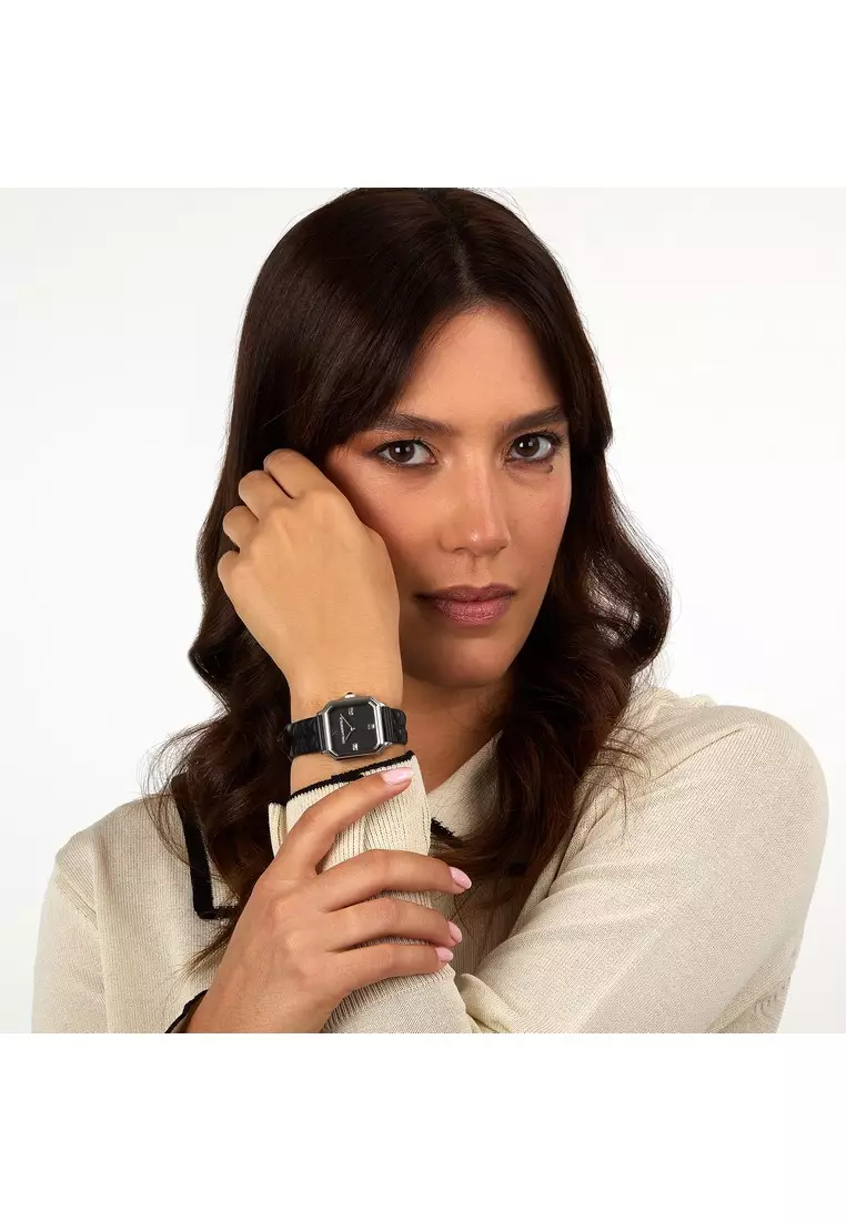 【2 Years Warranty】KARL LAGERFELD 33mm Women's Black Square Quartz Watch R0551102502
