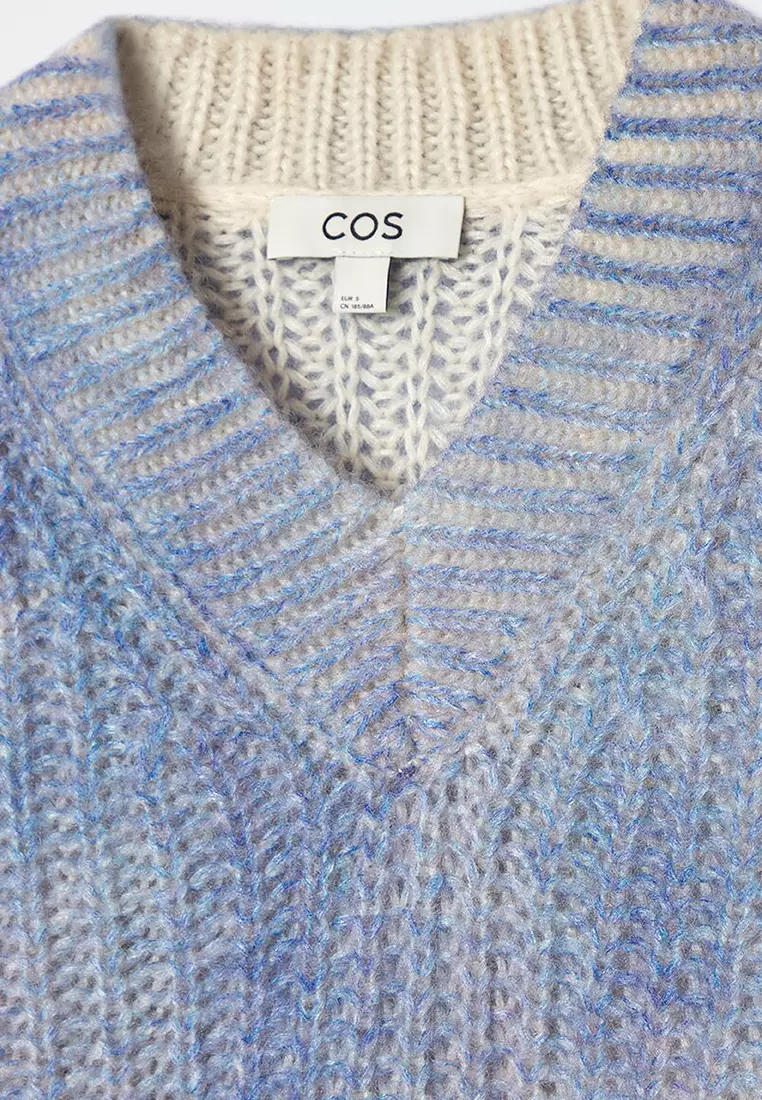 Spray-Effect Mohair V-Neck Jumper