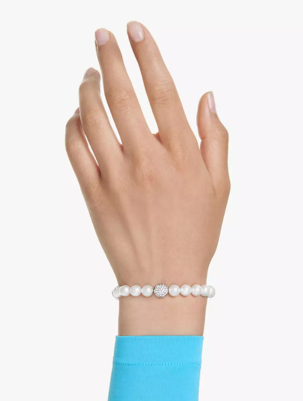 Matrix Bracelet, Crystal Pearl, White, Rhodium Plated