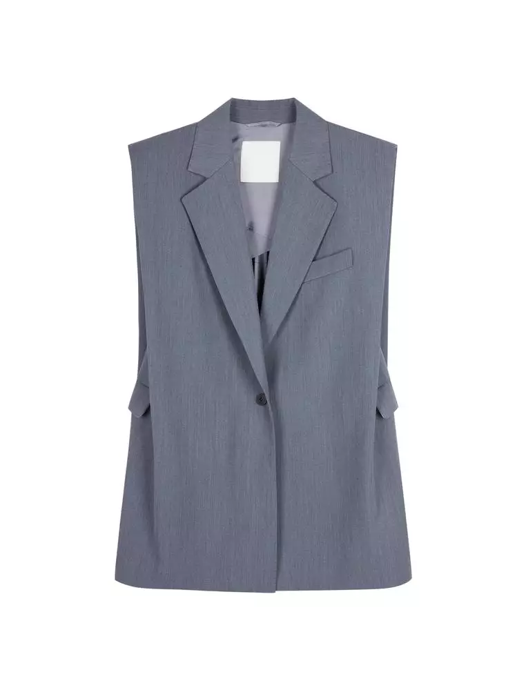 Solid color temperament mid-length vest
