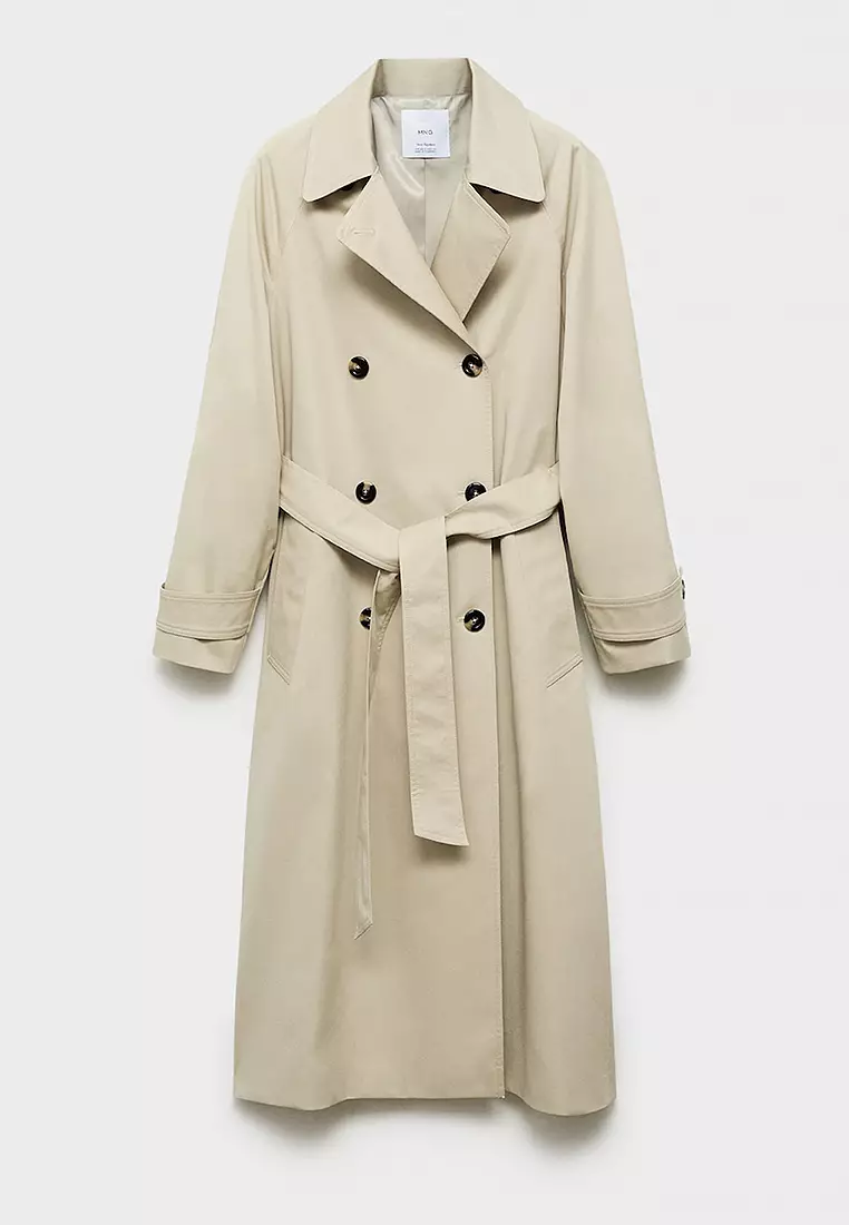 Long Double-Breasted Trench Coat