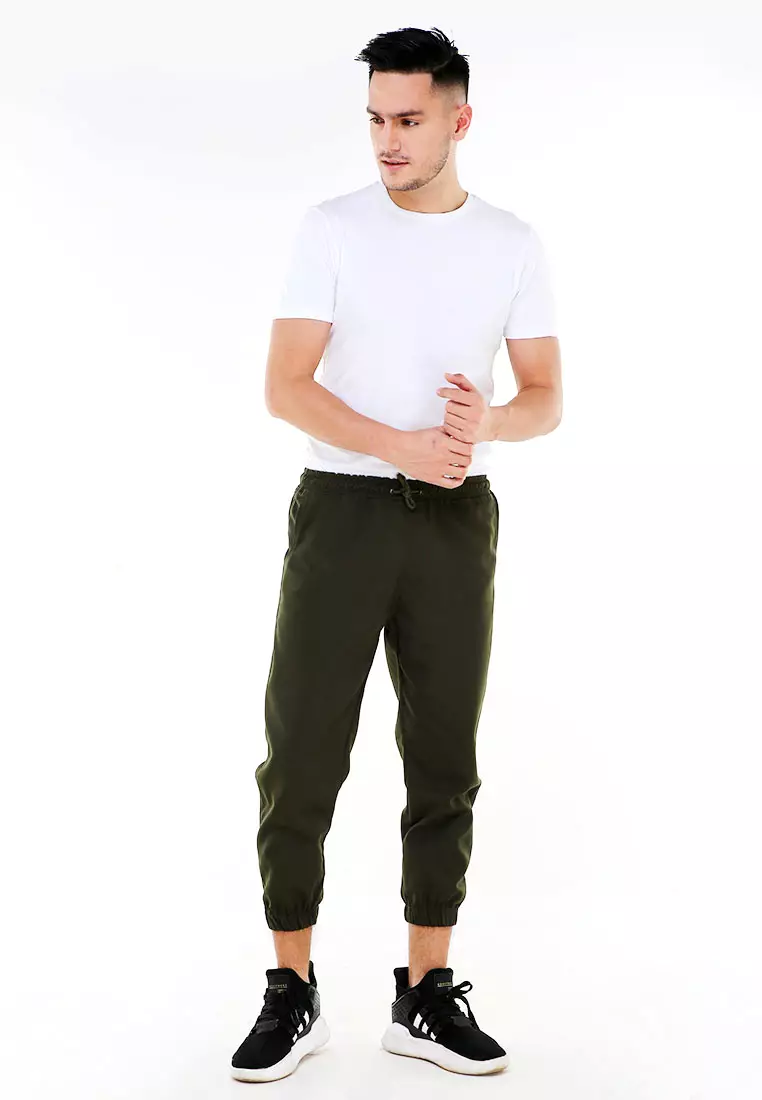 Locko Celana Panjang Sirwal Pria Simple Plain Casual Long Pants Material Baby Canvas ORIGINAL - Army Green