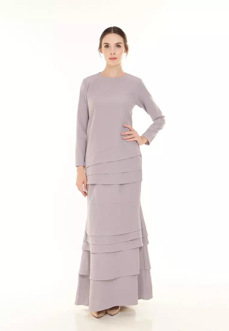 Isabella Multi Layer Kurung Modern in Silver Grey