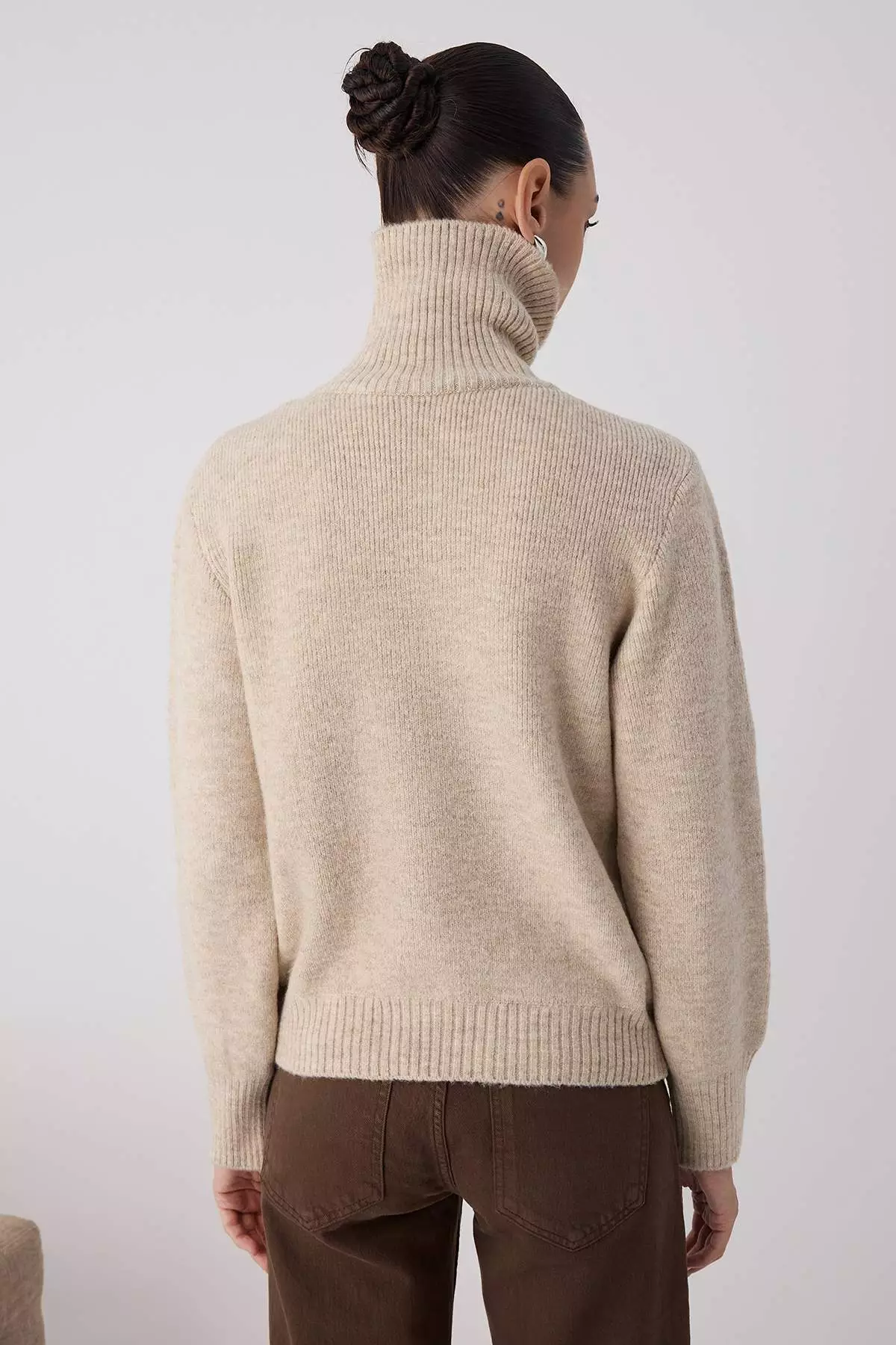 Stone Wool Premium Yarn/Special Yarn Zipper Basic Knitwear Sweater