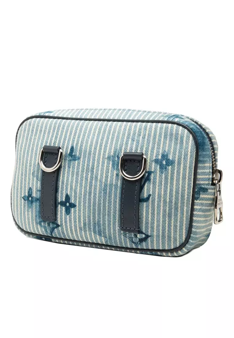 Pre-Loved Louis Vuitton Monogram Denim Watercolor Hickory Stripes Outdoor Pouch
