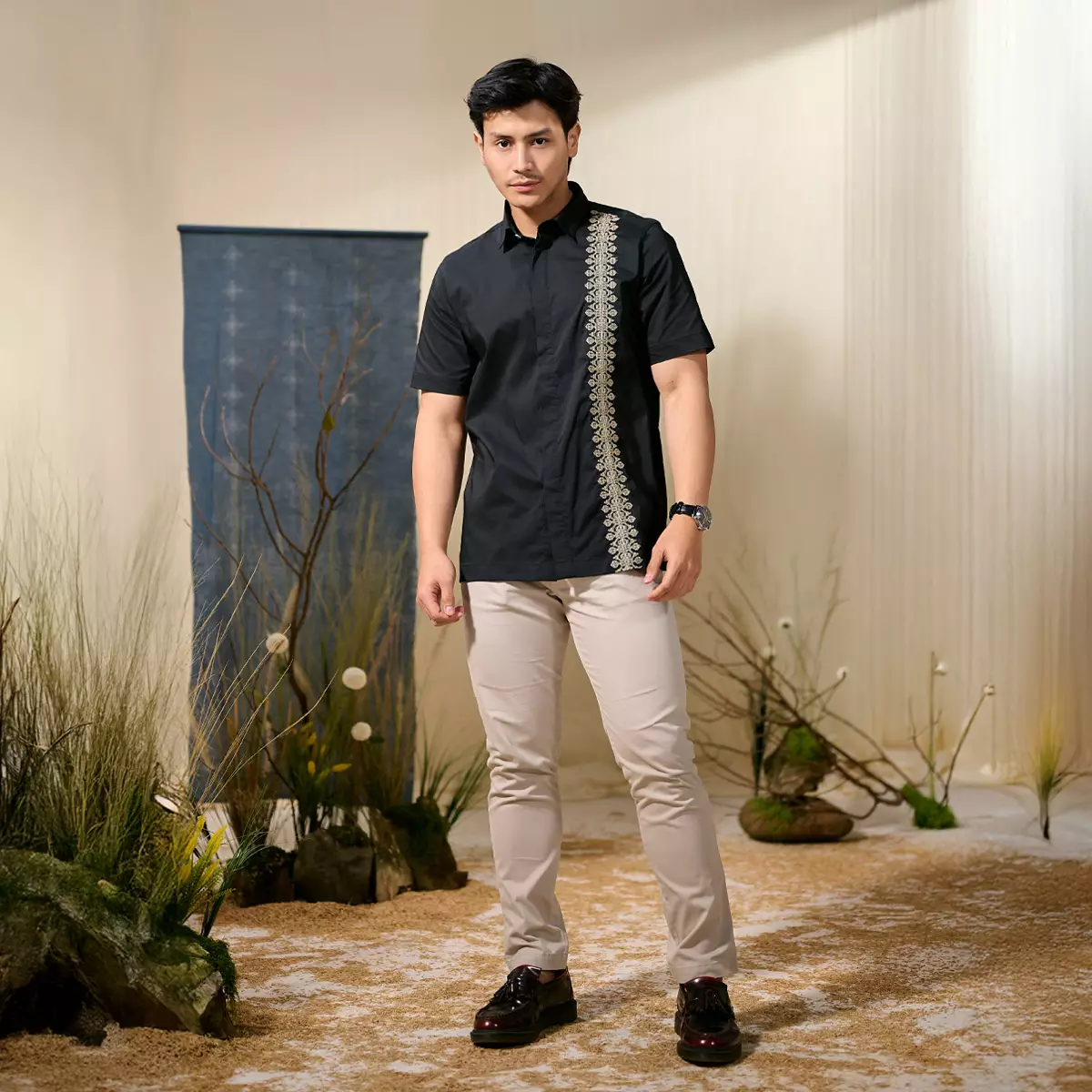 [Raya Collection] ZM Zaskia Mecca - Bardha Kemeja Pria Black | Jejak Teduh Series Arta Pusaka | Koleksi Ramadhan Series