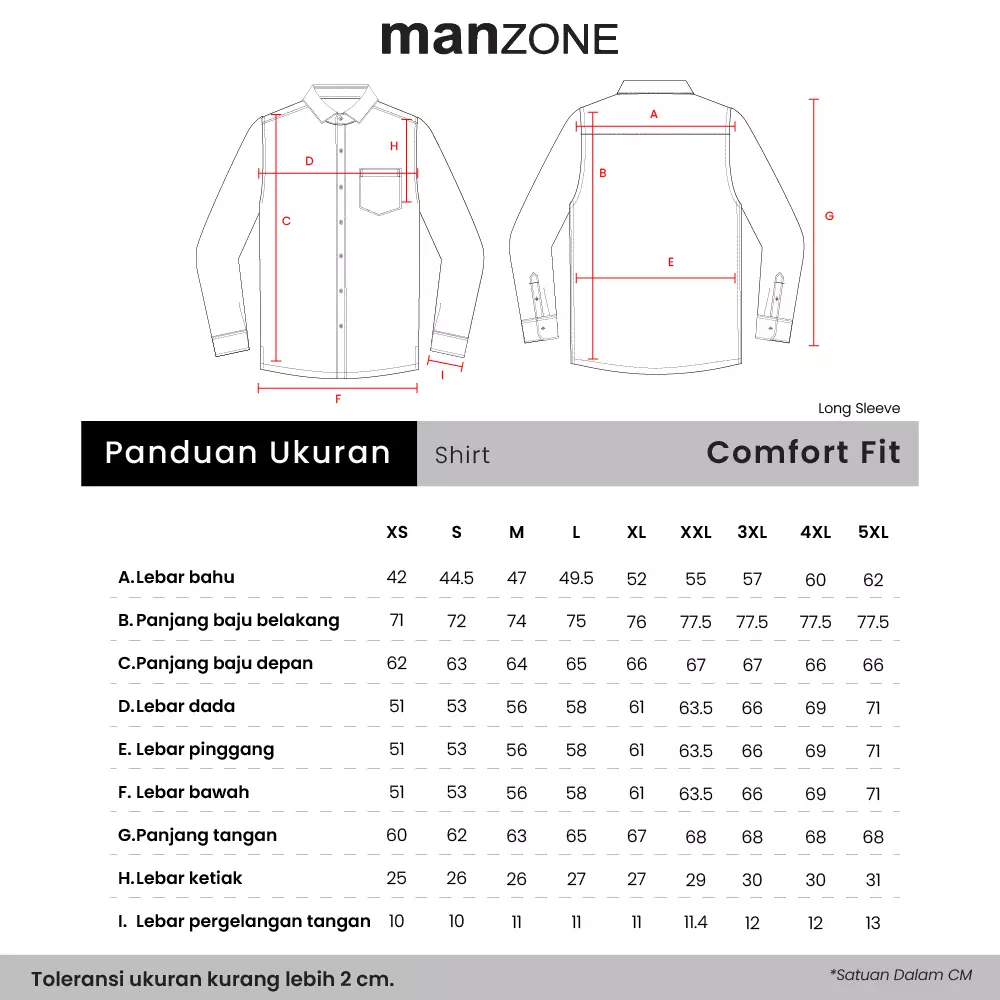 MANZONE - Kemeja Koko Lengan Panjang Pria Hazim Comfort Fit - White Warna White