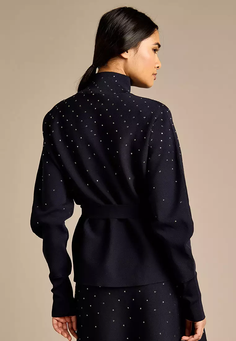 Sparkle Iris Knitted Navy Top