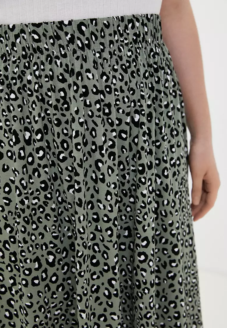 Animal Print Midi Tiered Skirt