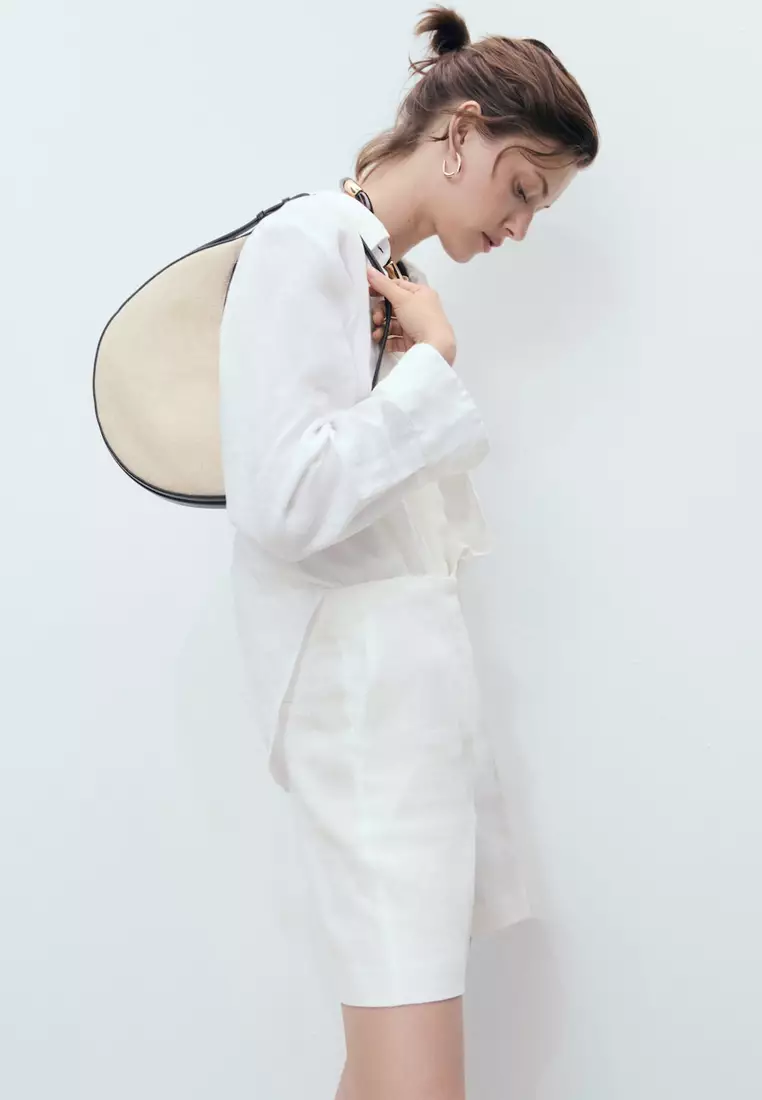 Straight Mid-Rise Linen Shorts