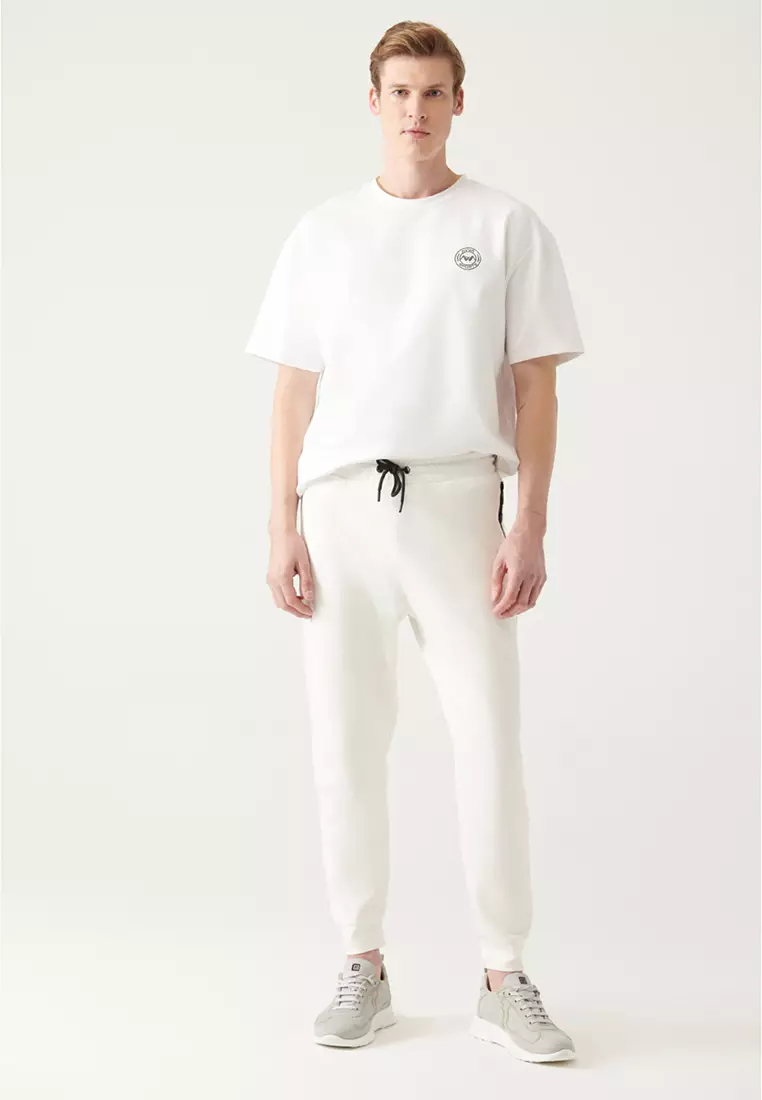 Top White Jogger Sweats HEART STITCH JOGGER SWEATPANTS WHITE