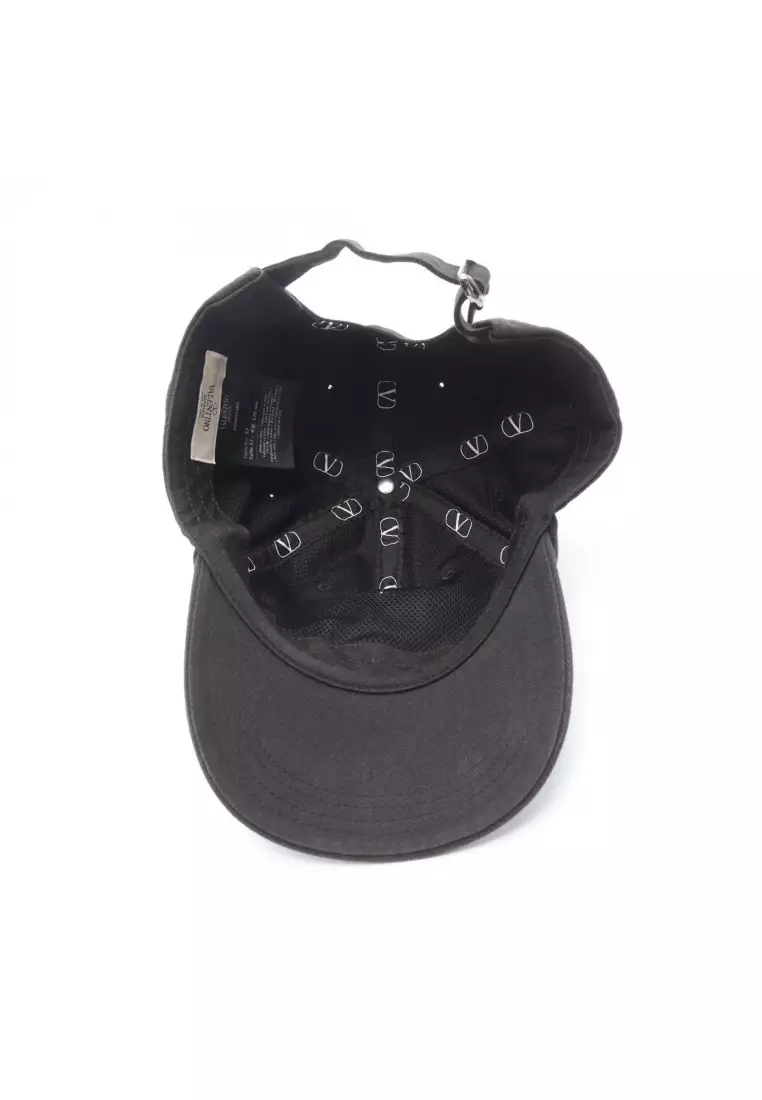 Pre-Loved Valentino V logo cap cotton black