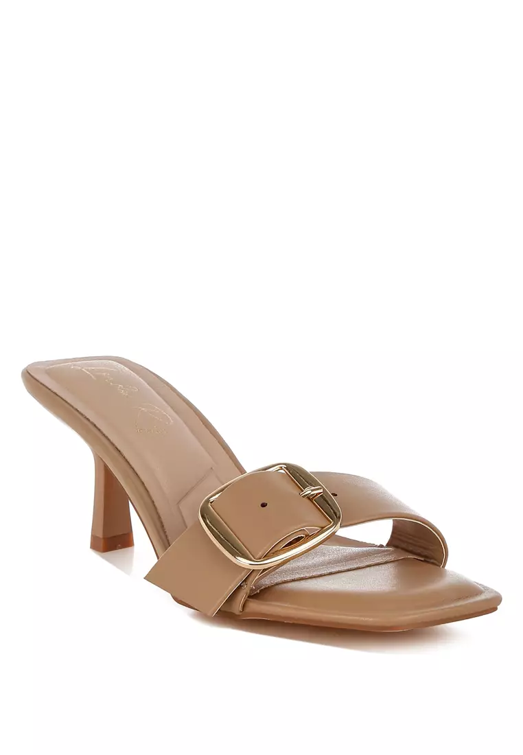 London Rag Buckle Strap Slip On Sandals in Off White 2025 | Buy London ...