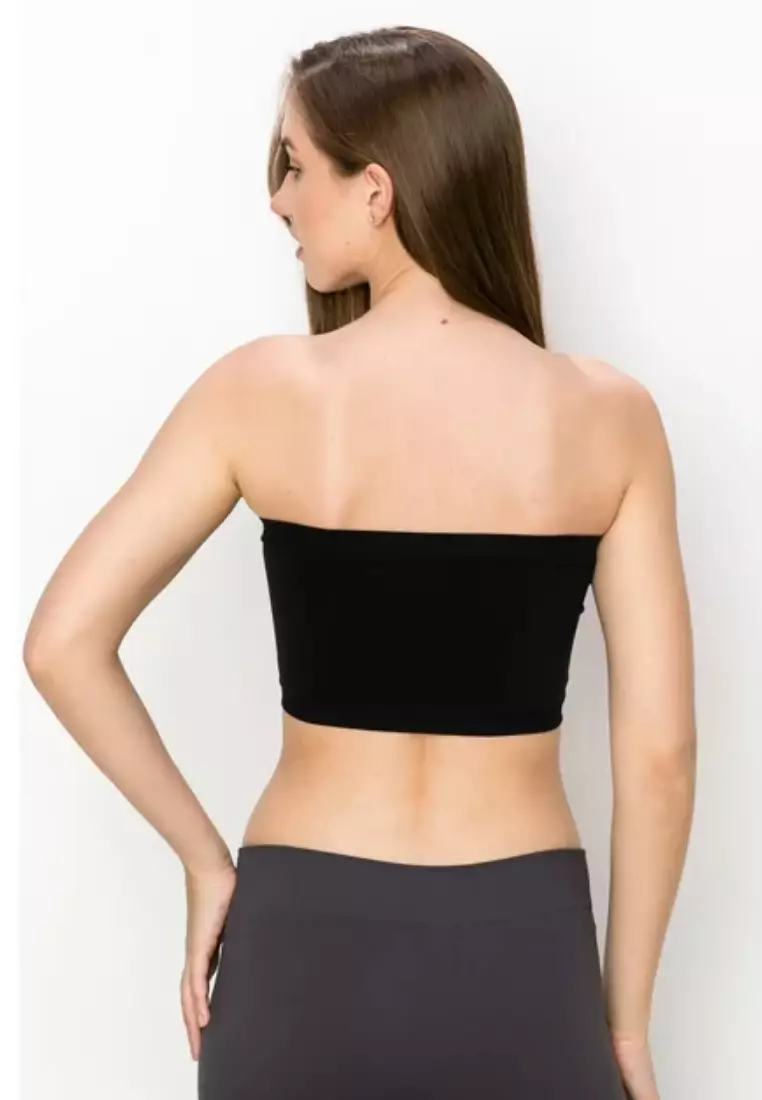 3 Pack Premium Asher Strapless Non-Slip Ice Silk Bralette Top in Wine, Red and Black