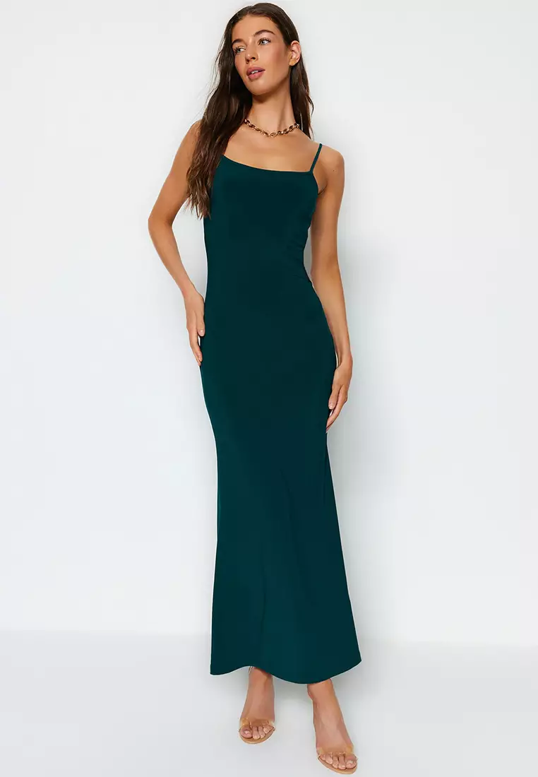 Trendyol Midi Wrapover Fitted Dress Vestido, Red, 34 Para Mujer