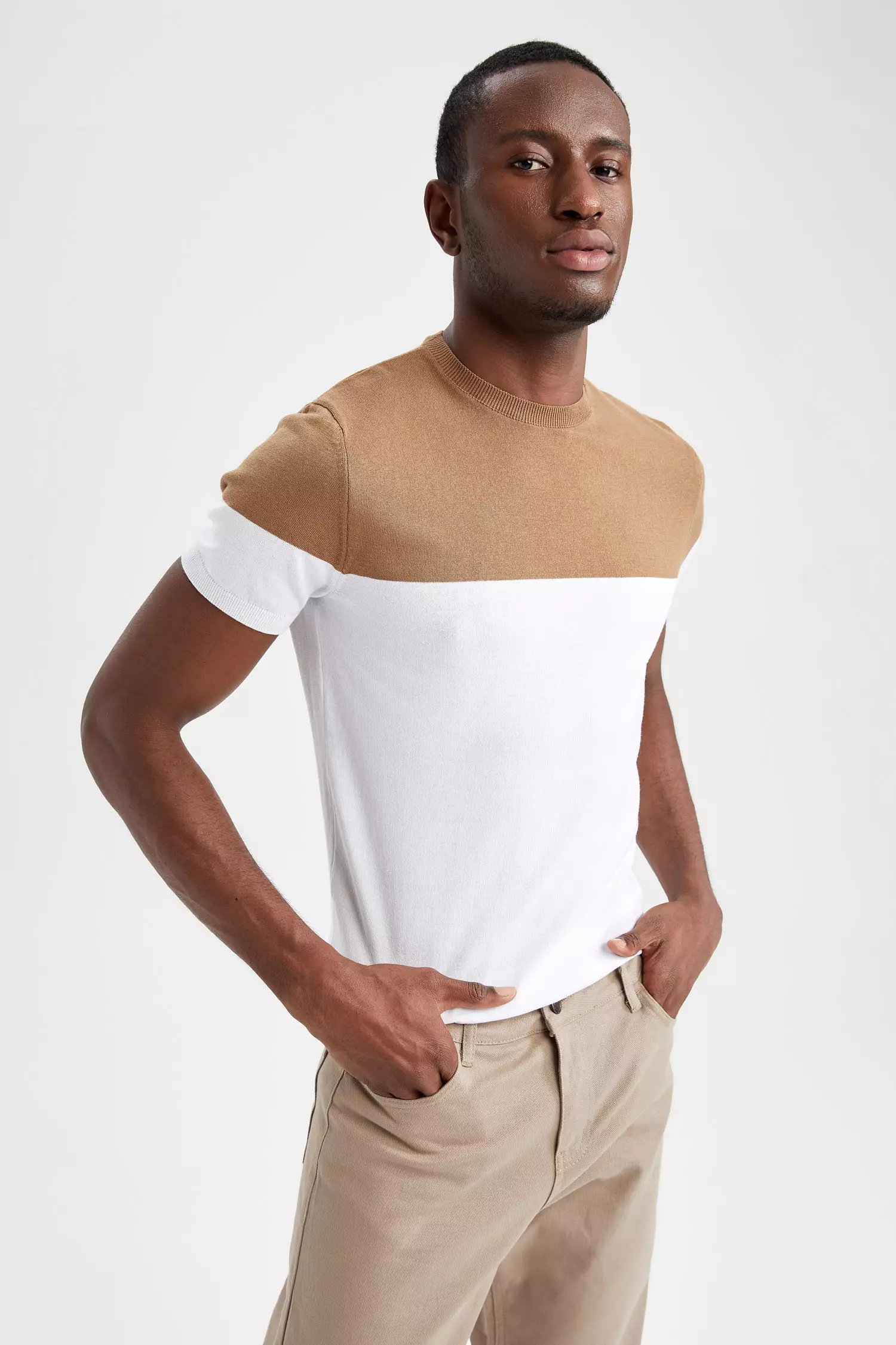 Athletic Colour Block short-sleeved cotton T-shirt