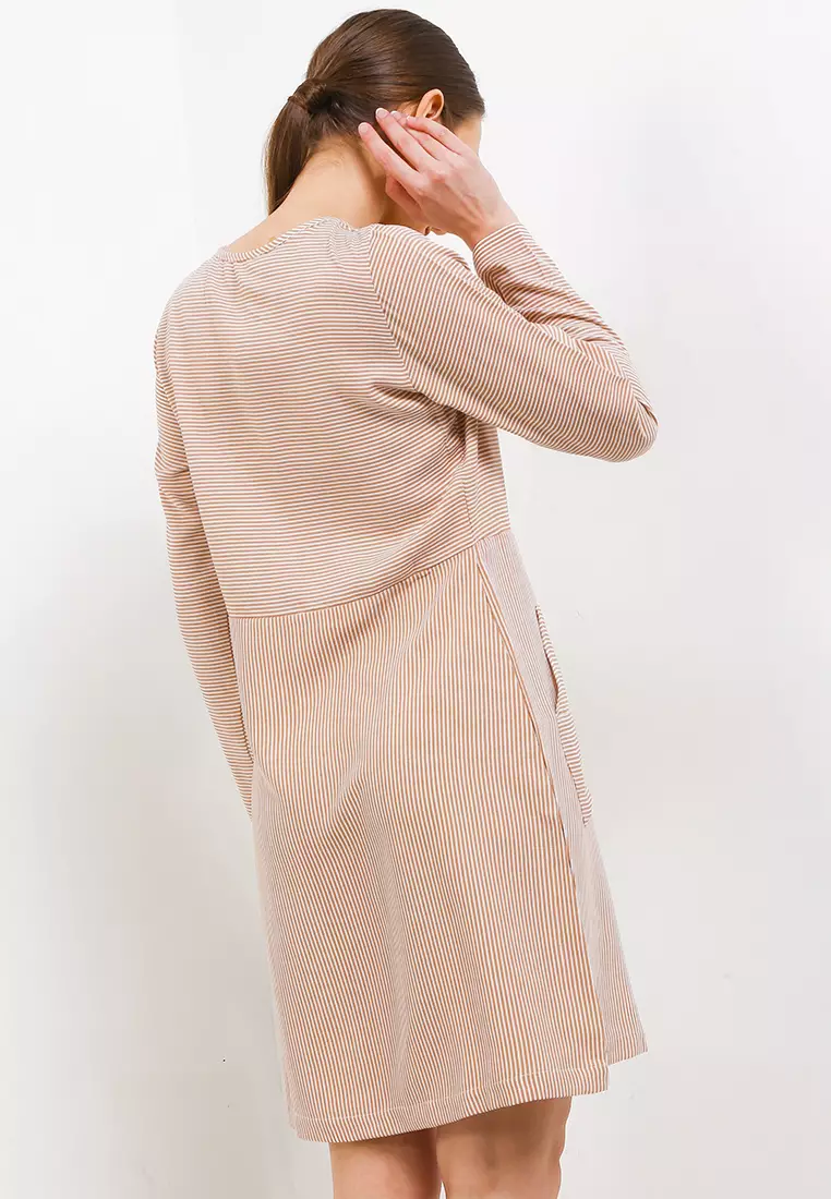 Faith Striped Dress In Beige