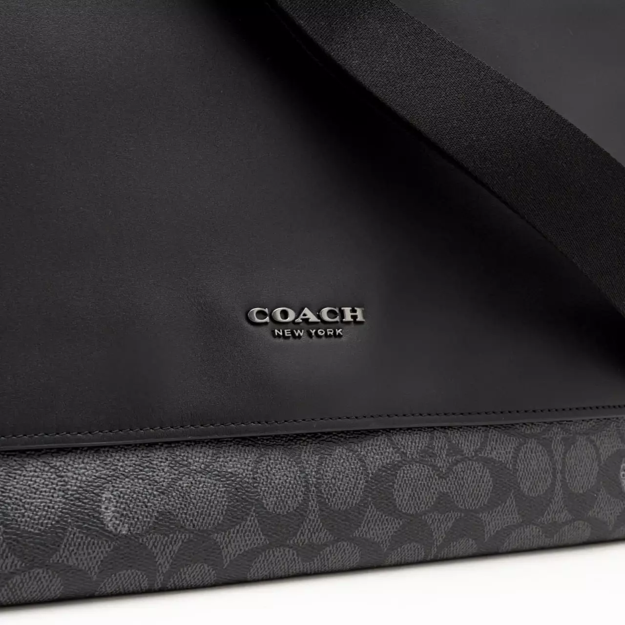 Caleb Messenger Bag in Signature Canvas Charcoal Black